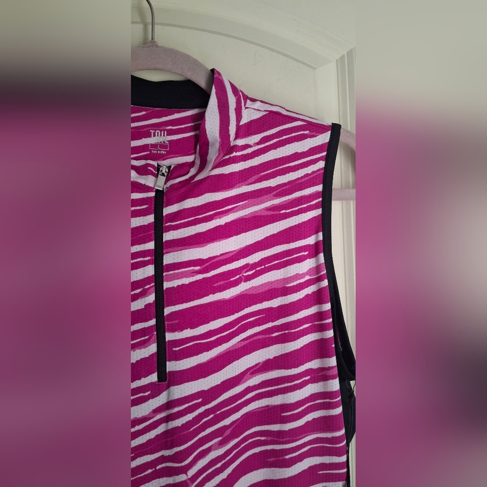 Tail Activewear Magenta & White Zebra Striped Sleeveless Golf Top Siize L Golf - Picture 5 of 10